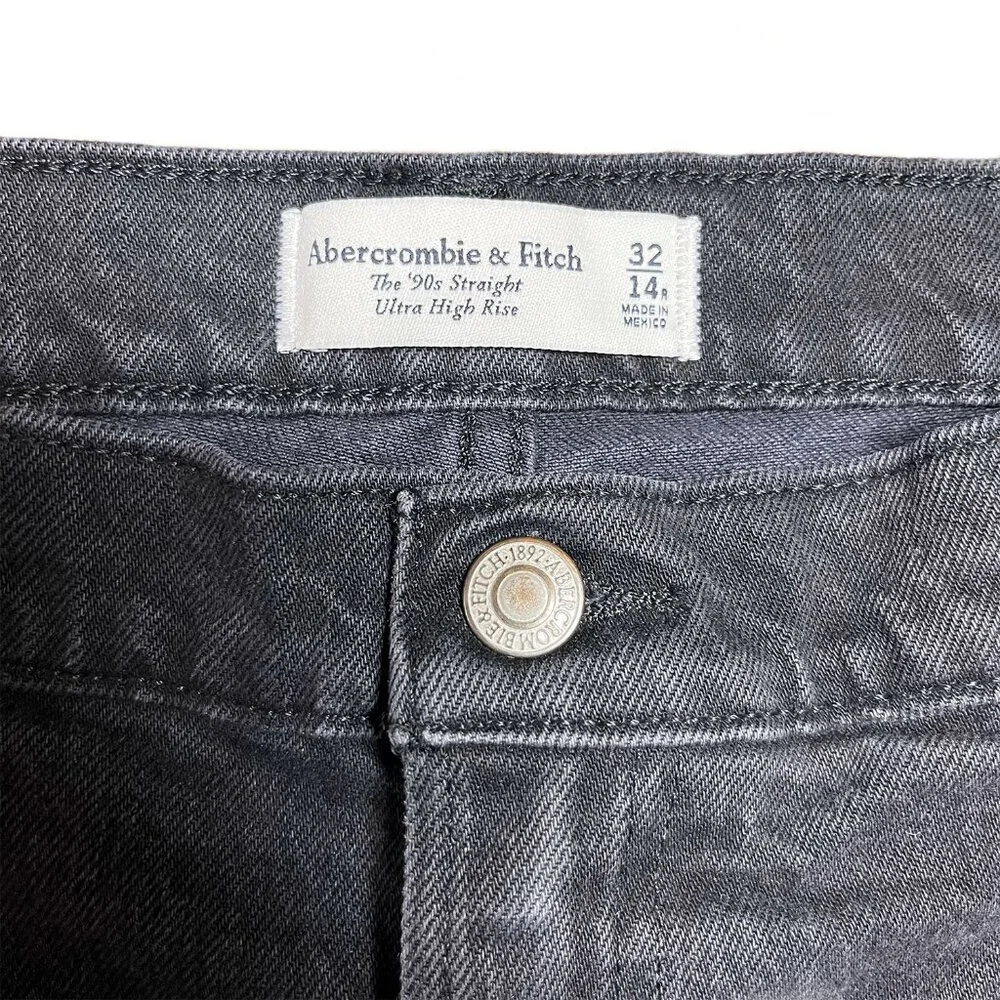 Abercrombie & Fitch Women's Ultra High Rise 90s Straight Jean Black 32/14R - Picture 11 of 11